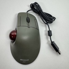 Microsoft Trackball Optical 1.0 Wired USB Mouse X08-70386 Gray Red Ball picture