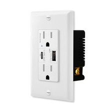 High Speed Dual USB Type C Outlet 4.2A Tamper Resistant Duplex Receptacle White picture