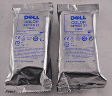 Qty. 2 - Genuine Dell Series 21 Color Y499D Ink Cartridge *NO RETAIL BOX* F/S picture
