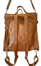 FADEON Leather Laptop Backpack  Designer 1 Brown Retro Style Tote Luggage Aztec picture
