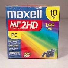 Maxell 3.5” Floppy Disks 10-Pack Colors MF2HD 1.44 MB Double Sided - 1 Box, New picture
