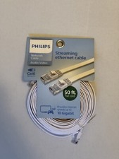 CAT6e/CAT6 Flat Philips Ethernet LAN Network RJ45 Patch Cable White 50ft picture