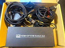 2-Port 8K HDMI + DisplayPort KVM Switch 2:2 Powered USB 3.0 USB-C picture