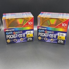 Lot of 2 - 10 Pack Memorex Cool Colors Pocket CD-R 24X 210 MB 24 Min New Sealed picture
