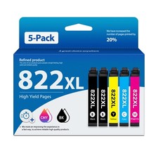 822XL 5PK Replacement Ink Cartridge for WorkForce Pro WF-3820 WF-4820 WF-4830 33 picture
