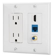 15a Power Outlet 1 Port Hdmi 1 Cat6 Ethernet 1 Coax Cae Tv Wall Plate In White picture