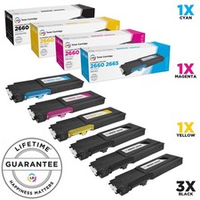 LD 6pk Comp Toner for Dell C2660 C2665 HY 593-BBBU 593-BBBT 593-BBBS 593-BBBR picture