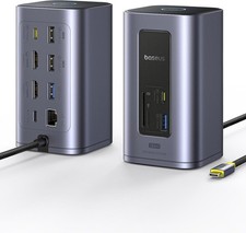 Baseus Docking Station Dual Monitor, Nomos Win Air(12 in 1) Laptop Dock, Grey  picture