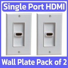 2 Pack HDMI Wall Plate A/V Single Port Face Plate 4-in HDMI Cable Coupler White picture