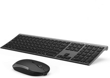 Wireless Keyboard and Mouse Combo Rechargeable Ultra Slim Dark Gray for PC picture