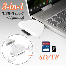 SD Card Reader,3in1 Memory Card Reader for iPhone/iPad,USB C and USB A Devices picture