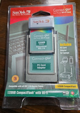 Brand New SanDisk Wireless 802.11b CF Card w/PC Card SDWCFB-128-768 NIP picture