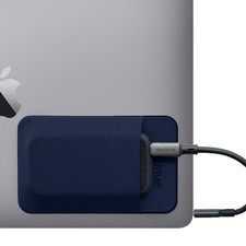 Navy Blue 5x3.2 Inch Portable Hard Drive Sleeve Adhesive Travel Pocket Pouch picture