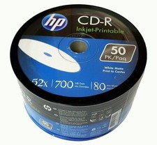 500 HP Blank CD-R CDR 52X  700MB White Inkjet Printable Recordable Disc 10x50pk picture
