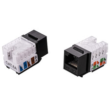10 pcs Keystone Jack Cat6a Black 45-Degree Network 110 Punchdown 8P8C RJ45 picture
