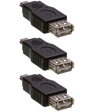 3 Pcs USB Type A Female to Mini B 5 Pin Male Adapter Converter Connector Black picture