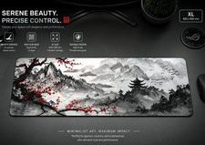 Japanese Mountain Landscape Gaming Mouse Pad | 400 × 900 mm | XL Mouse Mat picture