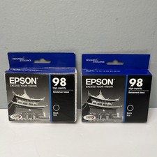 Lot of 2 New Sealed Genuine Epson 98 High-Capacity Black Ink Cartridges T098120 picture