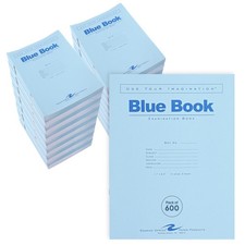 Exam Blue Books 11 x 8.5 4 Sheets 8 Pages Wide Ruled Roaring Spring School picture