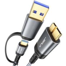 JSAUX Hard Drive Cable 1.6FT, 20Gbps Micro B to USB C/A Cord External Hard Drive picture