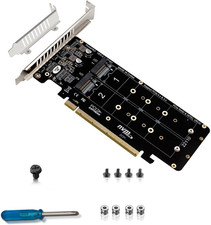 PH44PRO Dual-Sided 4* M.2 M-Key NVME to Pcie X16 Splitter Card 4 * 32Gbps 2U picture