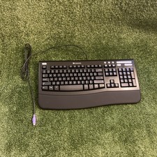 Vintage GATEWAY Wired Keyboard KB-0532 Ergonomic Black Microsoft PS/2 picture