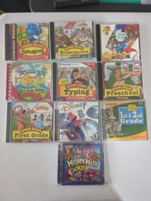 Vintage PC Educational Game (10) Lot Jumpstart, Disney, School House, Pajama Sam picture