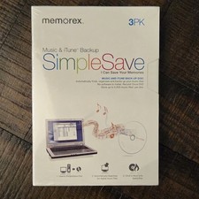 Memorex SimpleSave Music & iTunes Backup DVD 3 Pack Clickfree New Sealed 2009 picture