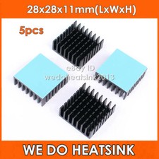 5Pcs 28x28x11mm Heat Sink Cooler Black Anodized For CPU IC BGA CHIP With Pads picture