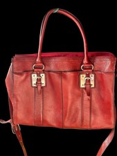 Vintage Wilson leather Laptop Bag Multi Compartment Red 16”x13” picture