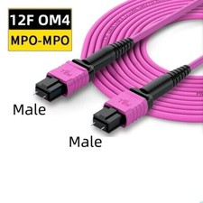 1-100M MPO Male to MPO Male OM4 8 12 Core Fiber Optic Patch Cord MTP to MTP lot picture