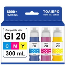 Ink Refill Bottle Kit GI20 GI20 Replacement 3 Pack Cyan Magenta Yellow G6020 picture