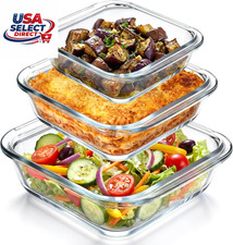 3 Pcs Glass Baking Dish Set 8x8 7x7 6x6 Oven Microwave Safe picture