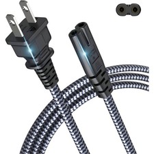 Durable 10FT Nylon Braided AC Power Cord for 2-Prong Devices - Safe & Reliable picture