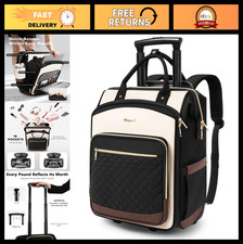 Stylish Rolling Backpack with Wheels, Dual-Opening Laptop Bag for Travel, Colleg picture