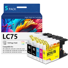 LC75 Ink Cartridges (2BK/C/M/Y 5-Pack) Work for MFC-J6510DW MFC-J6710DW Printer picture