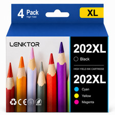 202XL Ink Cartridge 4PK BK/C/M/Y High Yield With Chip for WF-2860 XP-5100 4-Pack picture
