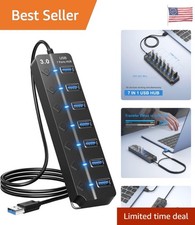 Elegant USB Hub 7-Port Splitter with On/Off Switching & Blazing Fast Data picture