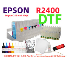 DTF Printing Kit for Stylus R2400: CISS, Ink, Film, Powder, RIP picture