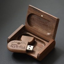 Walnut Pendrive Wooden Box Custom Logo USB 2.0 Flash Memory U Disk Gift 4GB-64GB picture
