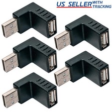 (5 pack) Right Angle USB Male Down Facing Female Extension Connector 5x picture