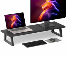 TEAMIX 31.5” Dual Monitor Stand Riser DS102 Wood Steel Desktop TV Laptop Stand picture