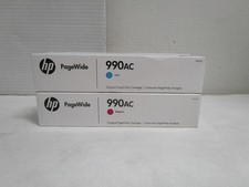 HP 990AC X4D09AC X4D12AC Cyan Magenta Ink Cartridge NEW LOT OF 2 GOOD DATES picture