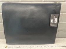 KIKO Tech-Folio Genuine Black Leather NEW W/Fabric Cinch Gift Bag 14.5x11.5”￼ picture