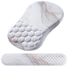 White 2In1 Ergonomic Keyboard Mouse Pad NonSlip Wrist Support Rest Set picture