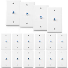 16 Pcs 1-Port TV Cable Wall Plate with F Connector Coax Wall Plate Video Jack... picture