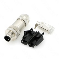 M12 D-Coded 4 Pin RJ45 Crimp Connector Metal Signal Shielding PG9 Ethernet Plug picture