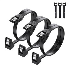 3-Pack 90 Degree SATA Cable - 18 Inch, SATA III 6Gbps Right Angle Data Cable for picture