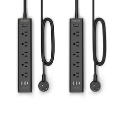 Iecopower 2 Pack Power Strip Surge Protector-5 Widely Spaced Outlets 3 Usb picture
