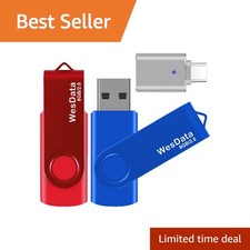 WesData 8GB USB 2.0 Flash Drives Blue Red 2 Pack picture